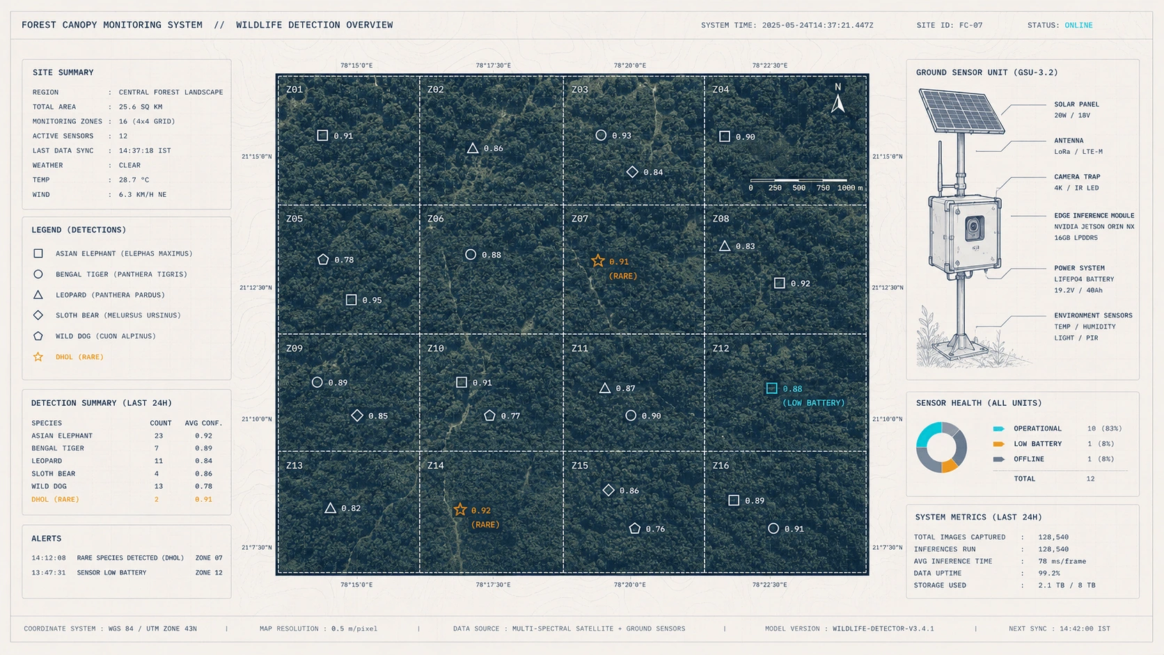 Forest Sentinel System — satellite and AI forest canopy and wildlife monitoring